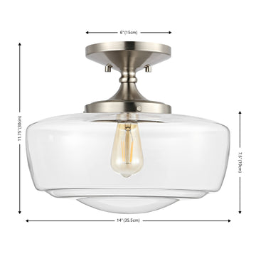 Marfa 14" Glass/Iron Farmhouse Modern LED Flush Mount